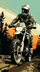 Forest Trail Motorcyclist Adventure