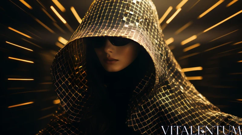 Golden Glitter Woman in Sunglasses - Pop Art Style AI Image