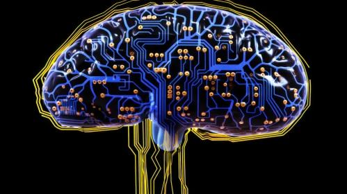 Human Brain 3D Rendering - Technology Concept Art