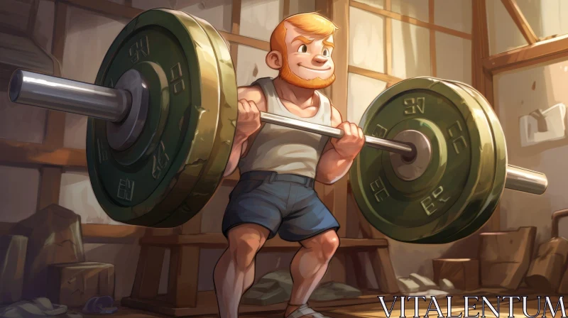 Man Weightlifting in Gym - Fitness Workout Scene AI Image