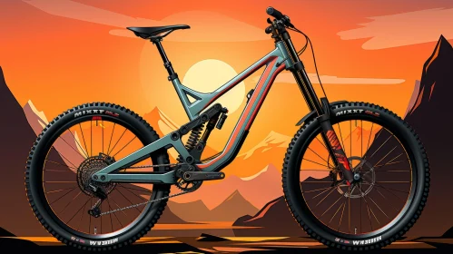 Mountain Bike Digital Illustration at Sunset