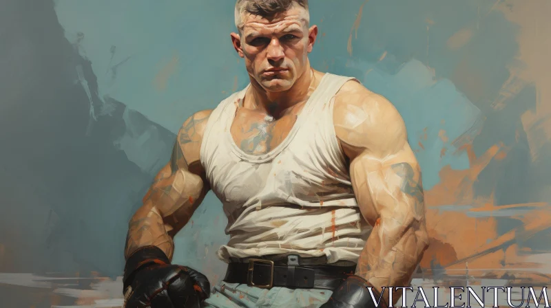 Muscular Man Portrait Ready for Fight AI Image