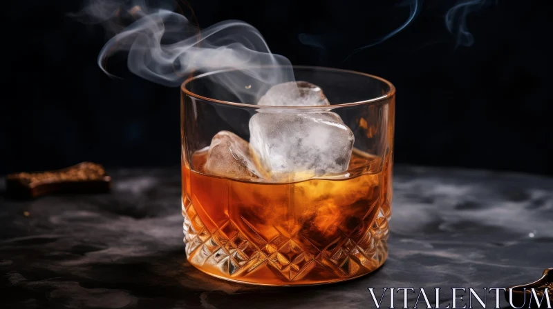 Mysterious Whiskey Glass with Smoke AI Image