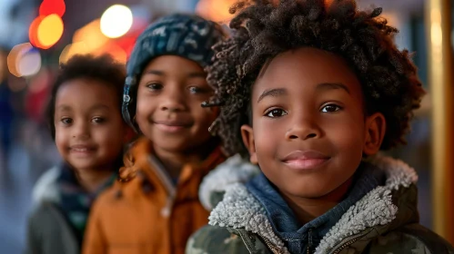 Winter Portrait of African-American Boys