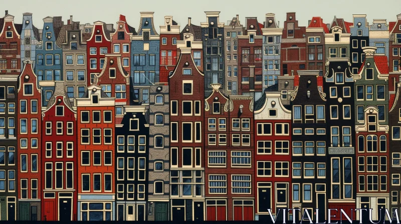 Colorful Row of Whimsical Houses AI Image