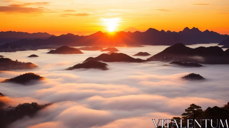 Mountain Range Sunrise Landscape AI Image