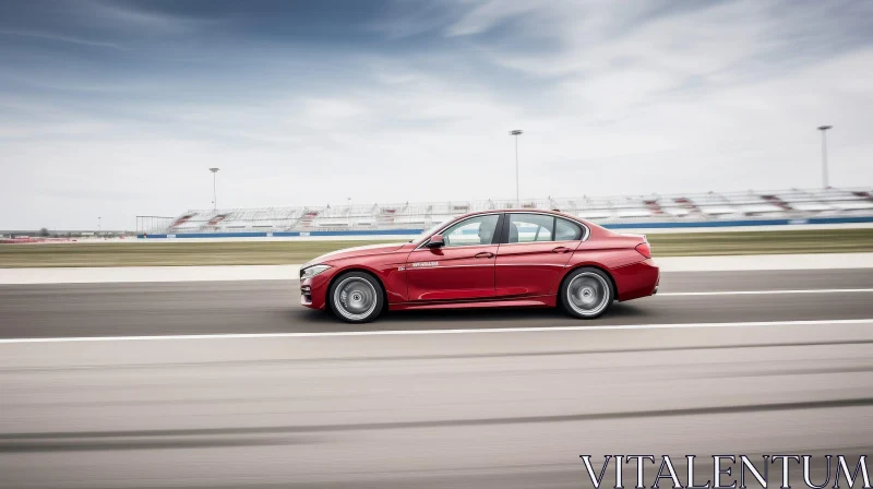 Red BMW Car Racing on Track | Speed Motion Image AI Image