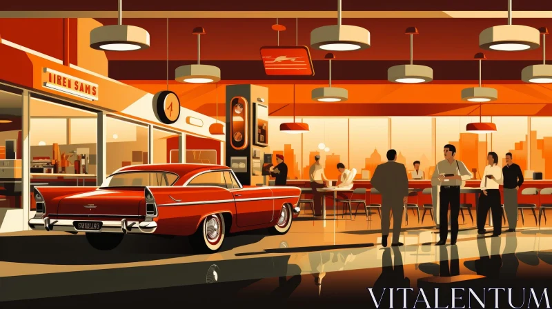1950s American Diner Scene AI Image