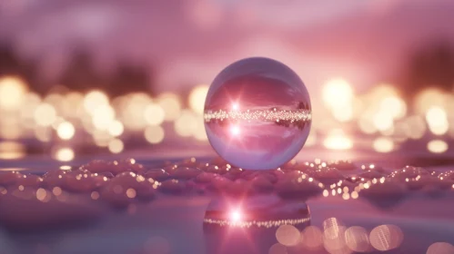 Captivating Crystal Ball Reflection - Pink and Purple Sky