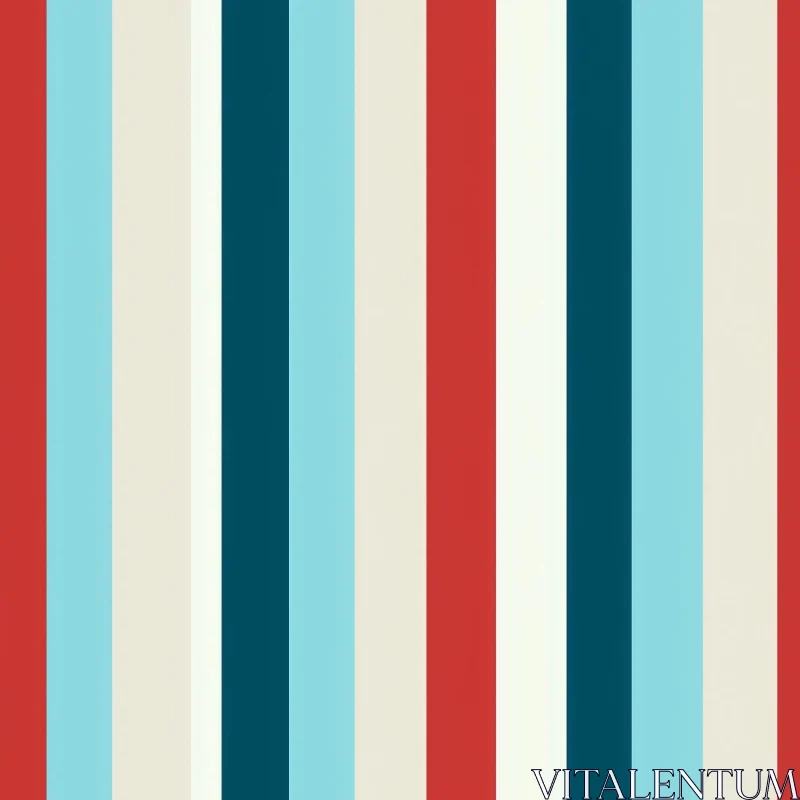 Classic Vertical Stripes Pattern in Red, Blue, Cream, and Navy AI Image