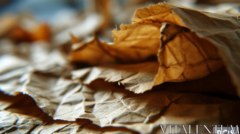 Close-up of Dry Brown Leaves with Curled and Wrinkled Texture AI Image