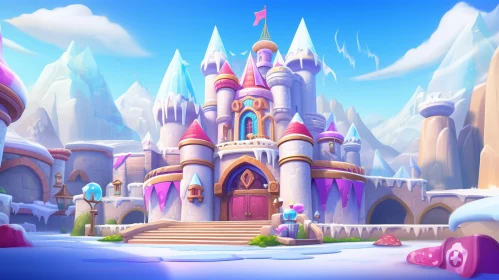 Enchanting Fairytale Castle Cartoon Illustration