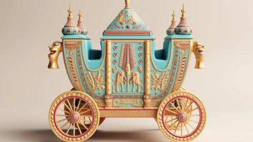Luxurious Golden and Blue Carriage with Intricate Designs