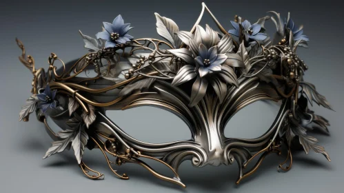 Silver Masquerade Mask with Intricate Floral Patterns