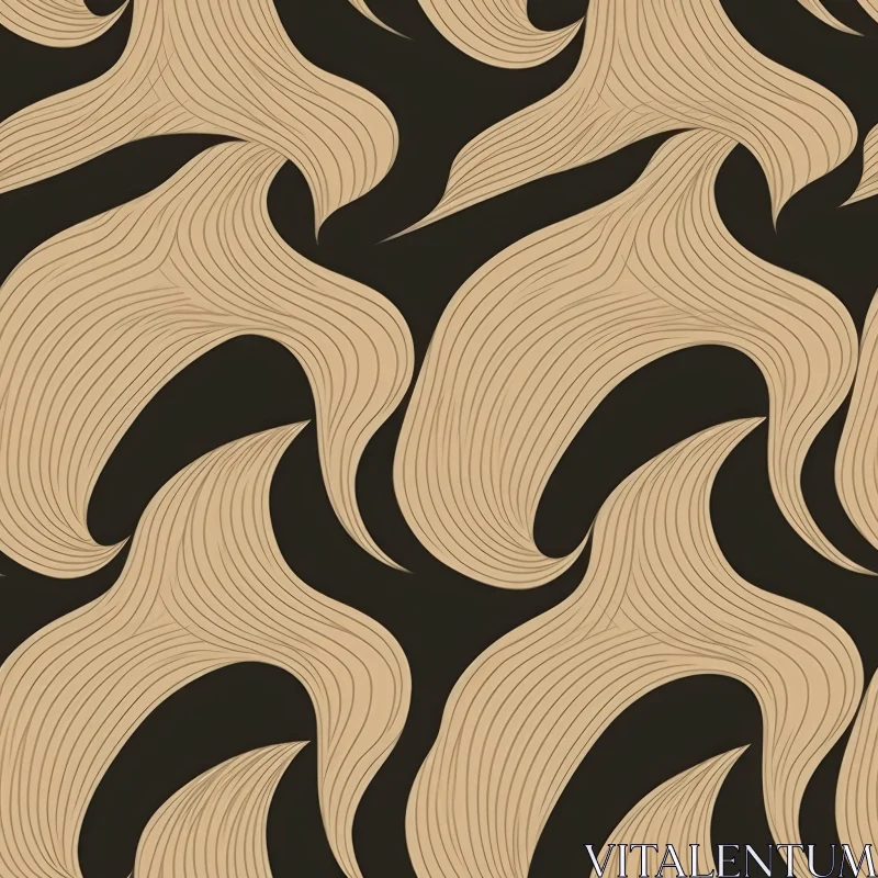 Smooth Beige and Brown Wave Pattern on Dark Background AI Image