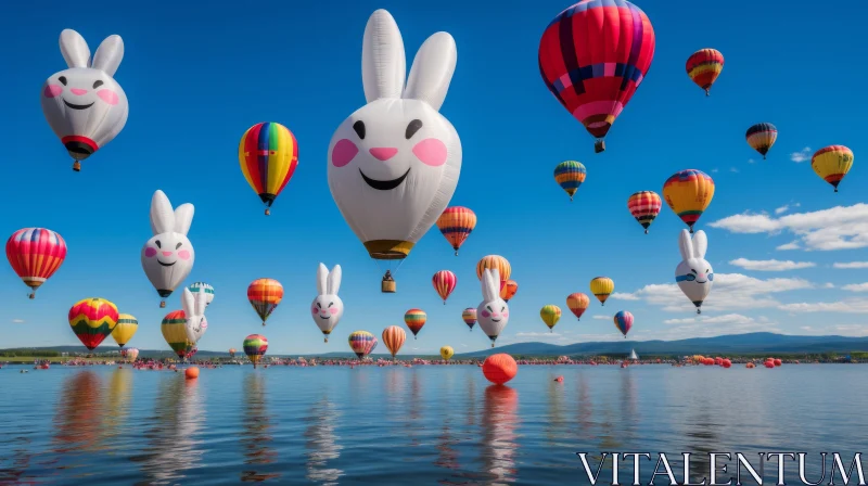 Whimsical Skyline with Bunny Balloons - Mesmerizing Optical Illusions AI Image