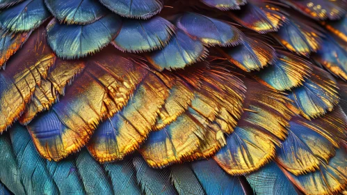 Close-Up of Peacock Feathers: Brilliant Blue-Green with Gold Highlights