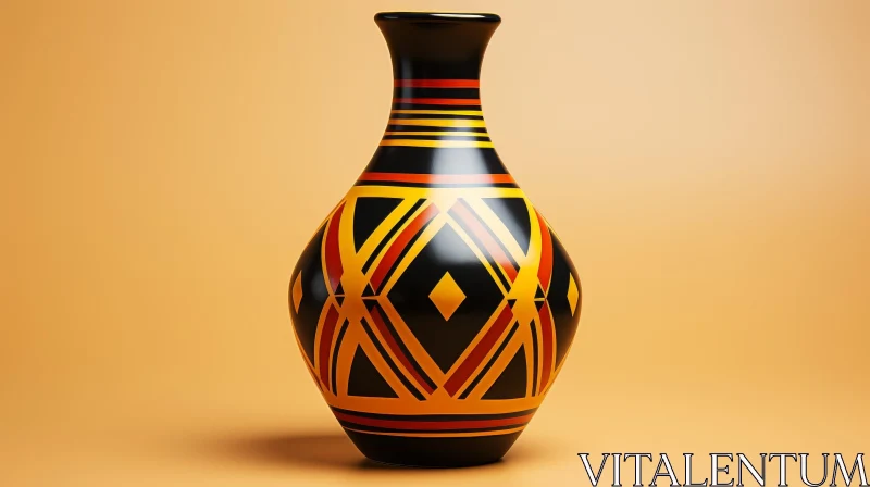 Elegant Geometric Vase on Yellow Background AI Image
