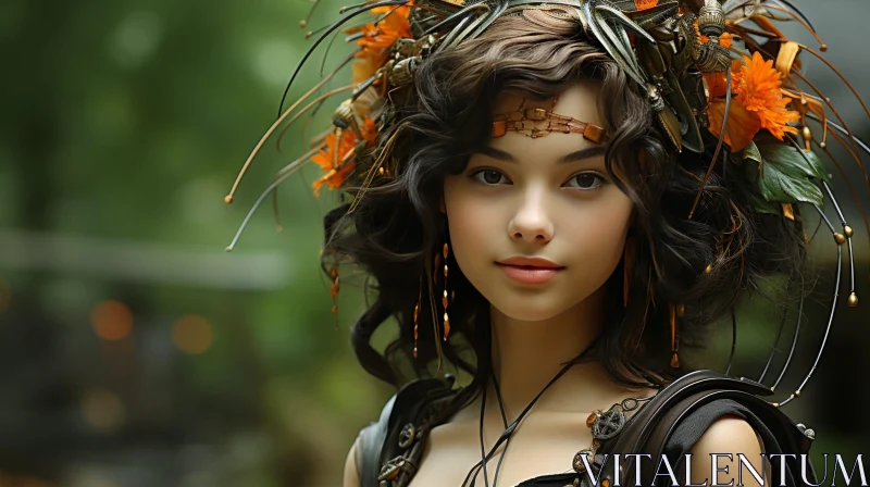 Enchanting Fantasy Woman in Forest AI Image