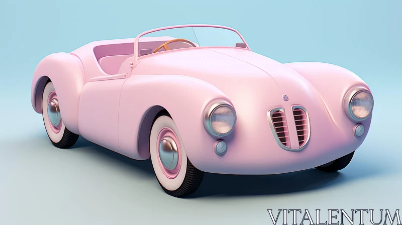 AI ART Pink Vintage Car - Luxury 1930s Convertible