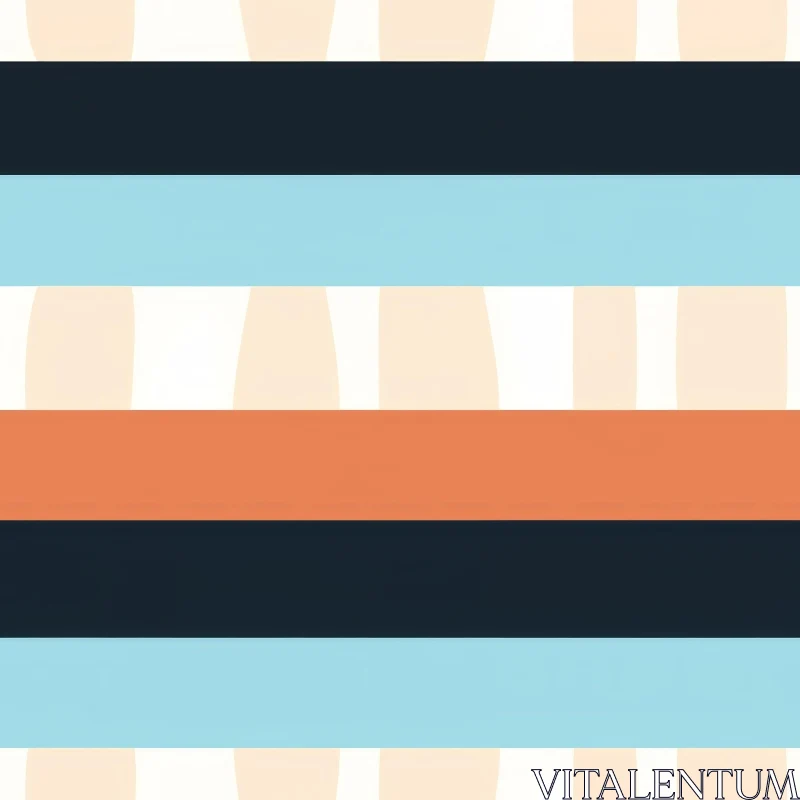 AI ART Retro Horizontal Stripes Pattern in Blue and Orange