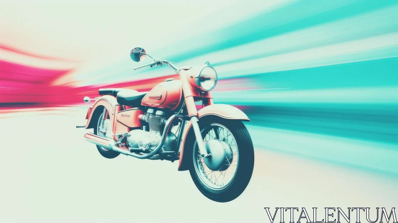 Vintage Red Motorcycle in Motion AI Image