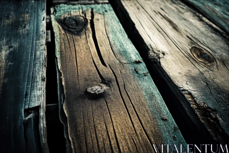 Weathered Wooden Planks: Capturing Raw Beauty in Dark Cyan and Bronze AI Image