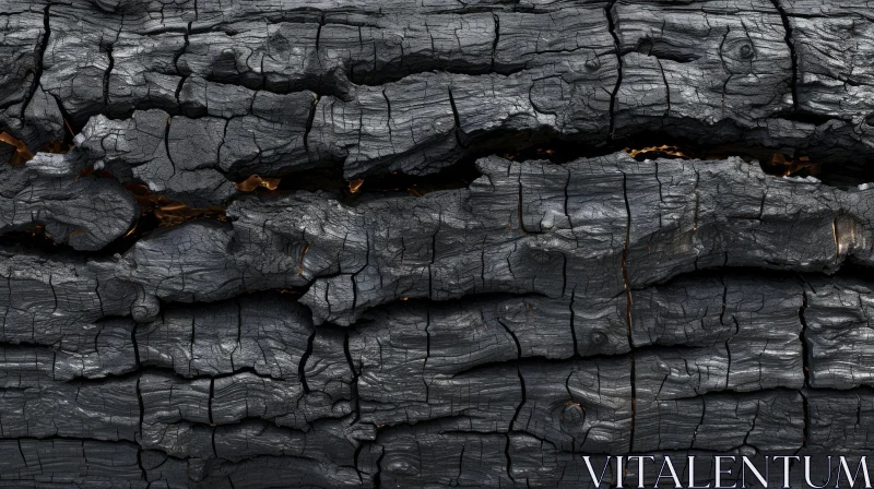 Abstract Burnt Wood with Cracks and Ash AI Image