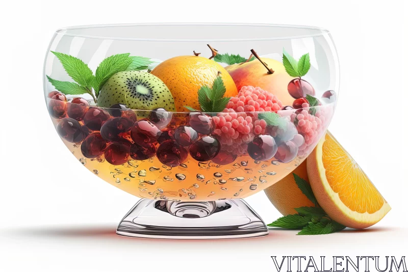 AI ART Clear Bowl Filled with Fruits - Realistic Hyper-Detailed Rendering