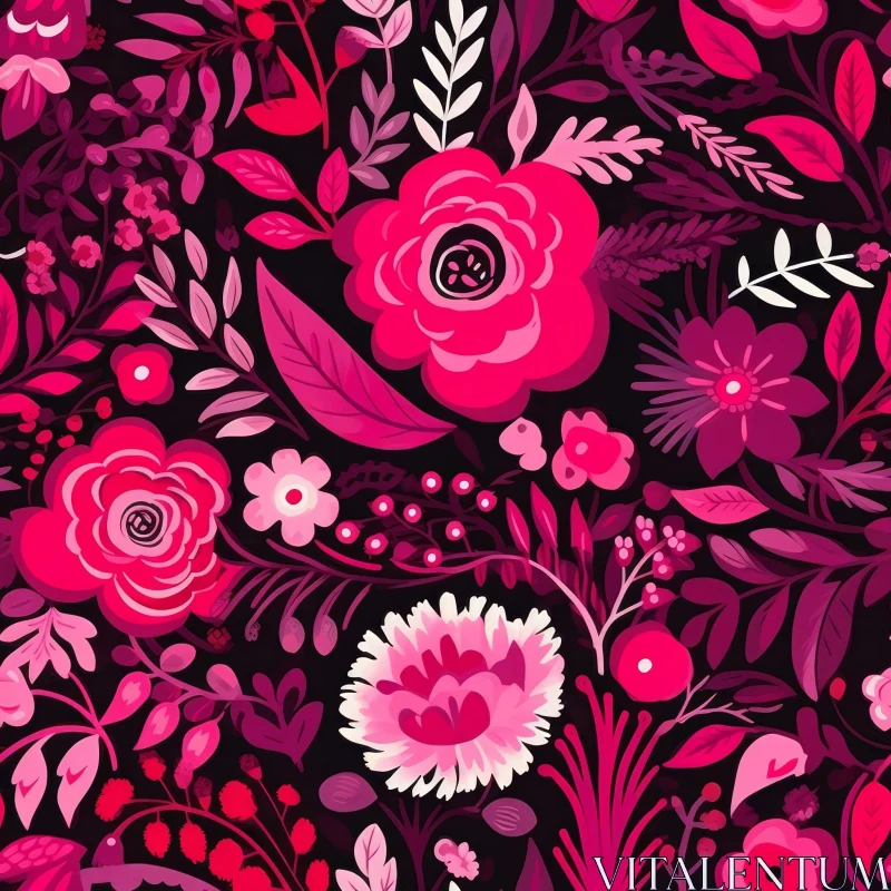 Elegant Floral Seamless Pattern - Dark Background AI Image