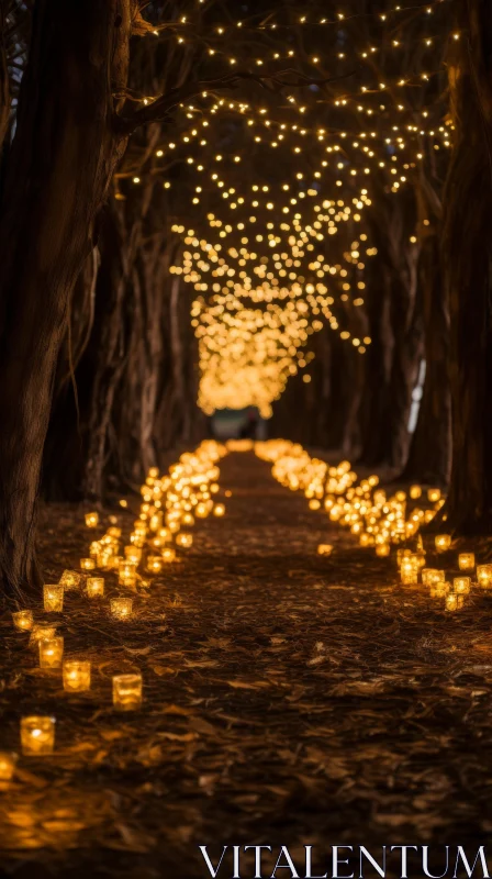 Enchanting Candlelit Path in Forest - Celebration of Rural Life AI Image