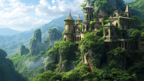 Enchanting Ruined Castle in Jungle Digital Painting