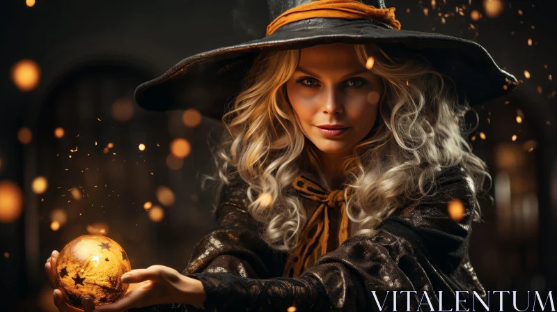 Enchanting Witch with Crystal Ball - Fantasy Art AI Image