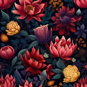 Floral Pattern on Dark Background