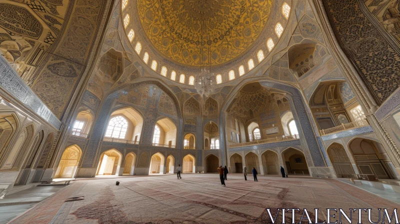 Intricate Tile Work and Grand Domes: Exploring the Interior of a Mosque AI Image