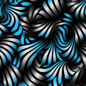 Reflective Blue and White Striped Pattern on Black Background