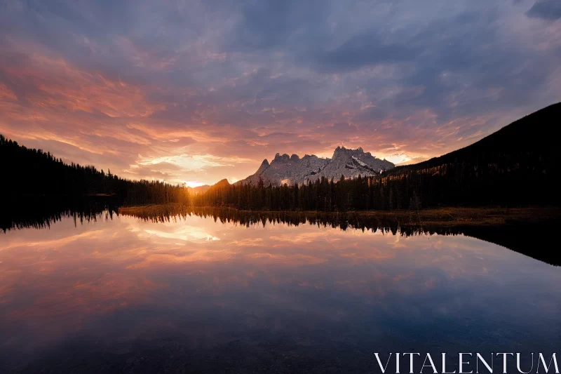 Serene Sunrise Reflecting in a Lake with Mountain Range - Schlieren Photography AI Image