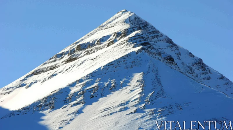 AI ART Snow-Capped Mountain Peak: Serene Nature Scene
