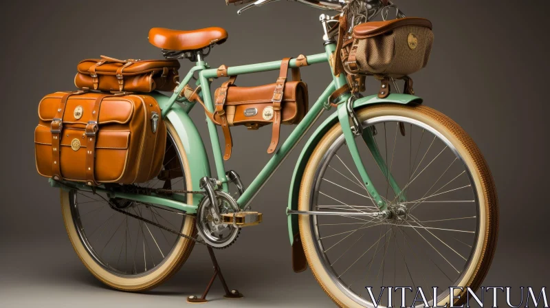 Vintage Bicycle with Leather Bags - 3D Rendering AI Image
