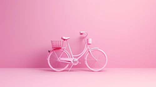 Vintage Style Pink Bicycle 3D Rendering