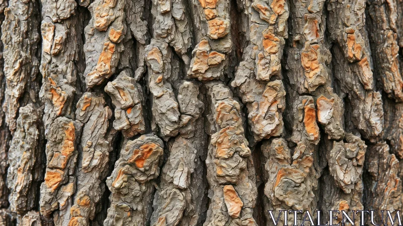 Close-up of Tree Bark with Rough Texture AI Image