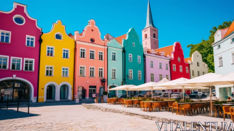 Colorful European Cityscape with Unique Architectural Buildings AI Image