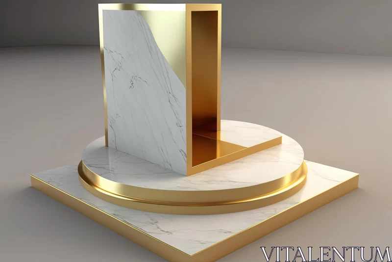 Golden Podium on Marble Pedestal - A Stunning Architectural Design AI Image