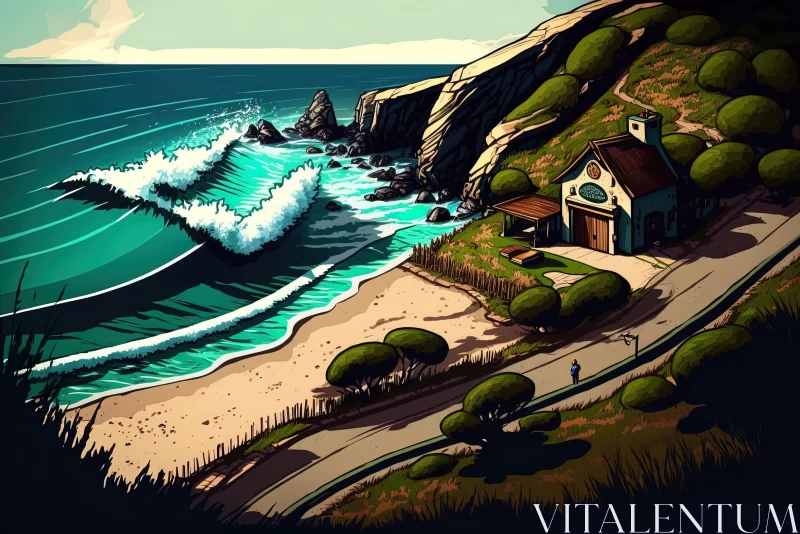 AI ART House on Ocean with Cliff: A Hyper-Detailed Illustration