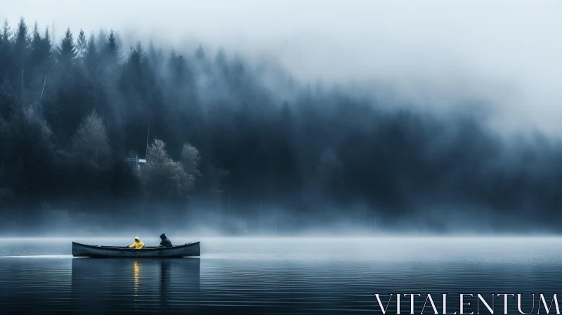 Mysterious Boat in Haunting Luminist Forest Landscape AI Image