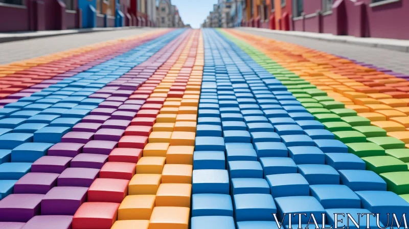 AI ART Rainbow Road Perspective | Colorful 3D Cubes