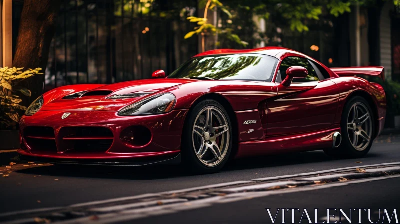 Red Dodge Viper GTS in Urban Setting AI Image