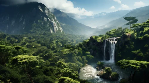 Tropical Rainforest Waterfall Landscape