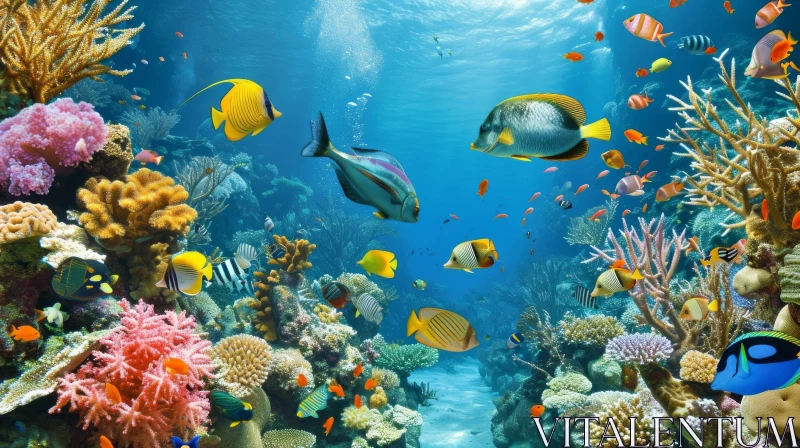 Underwater Photo of Colorful Coral Reef and Marine Life AI Image