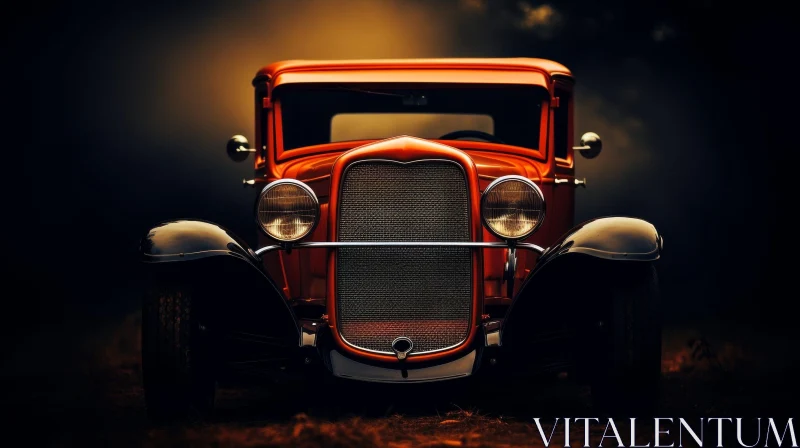AI ART Vintage Red Retro Car from the 1930s in Mysterious Setting